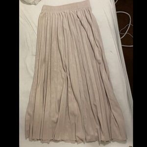 Beige pleated skirt maxi midi ankle length